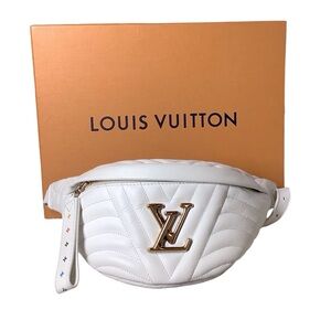 LOUIS VUITTON Calfskin Quilted New Wave Bumbag in White